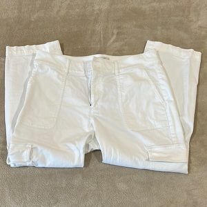 Women’s Loft Straight Crop Petite Cargo Pants White Size 12P